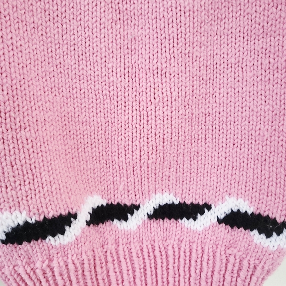 Vintage Girl's Hand Knit Pink Pullover Sweater M - Picture 4 of 5